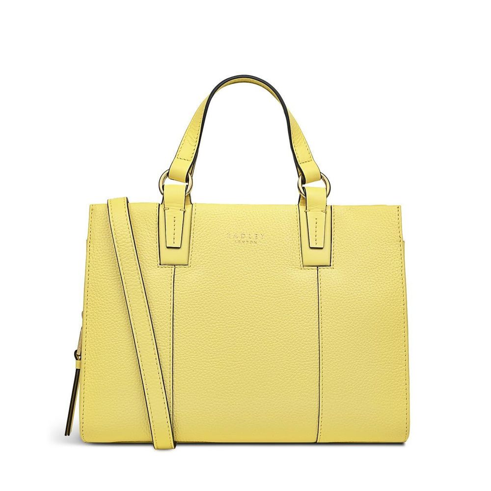 London Bedd Square Small Leather Open Top Satchel Bag, Mimosa :>